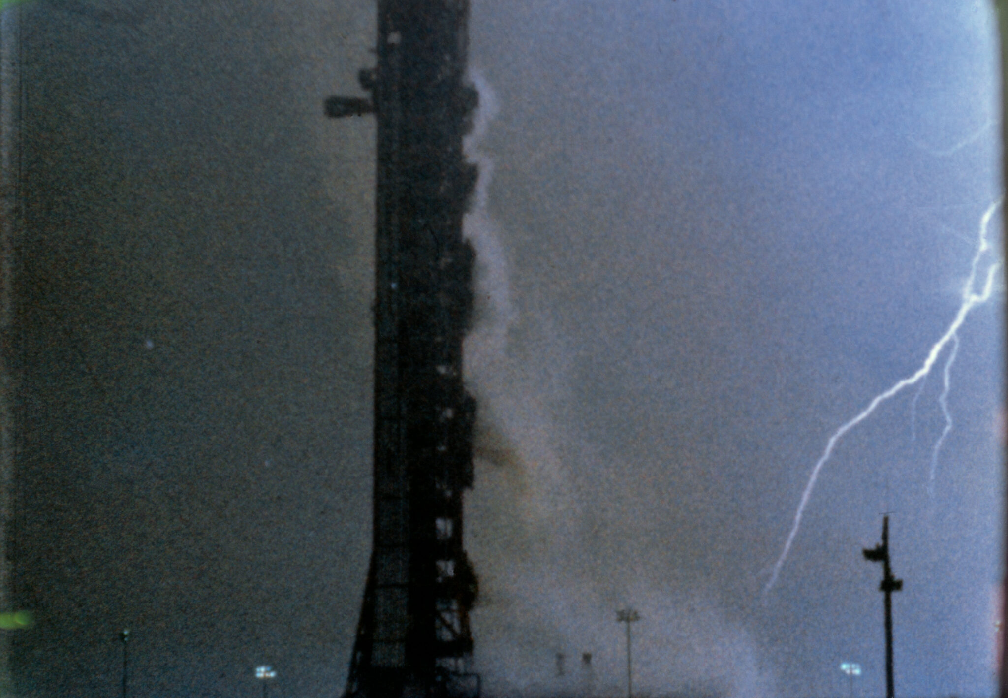 Lightning strikes during launch
